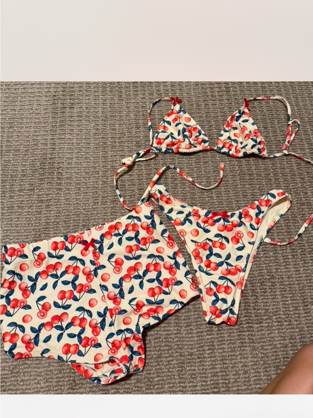 Seamolly Cherry Print 3piece Bikini Set